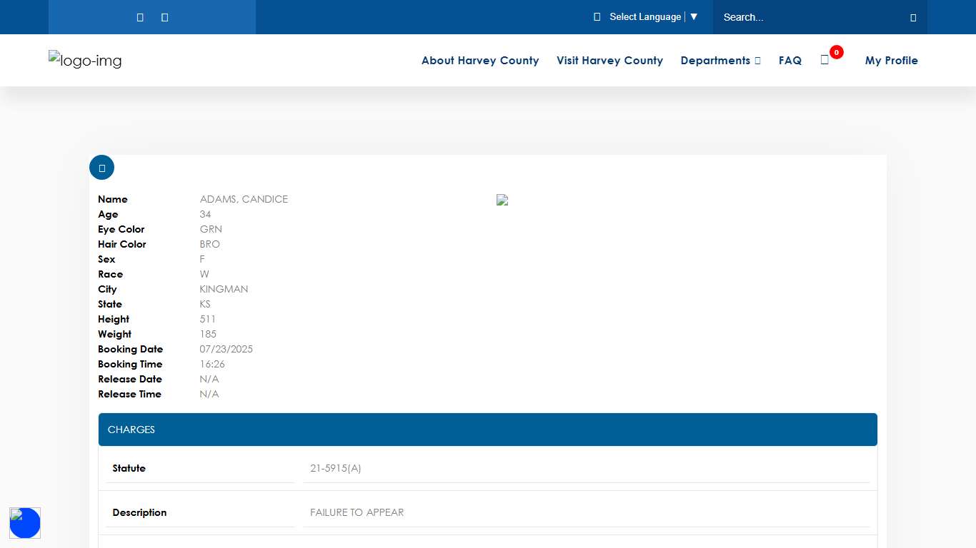 Jail Management Lookup - Harvey County, KS - Harvey County, KS