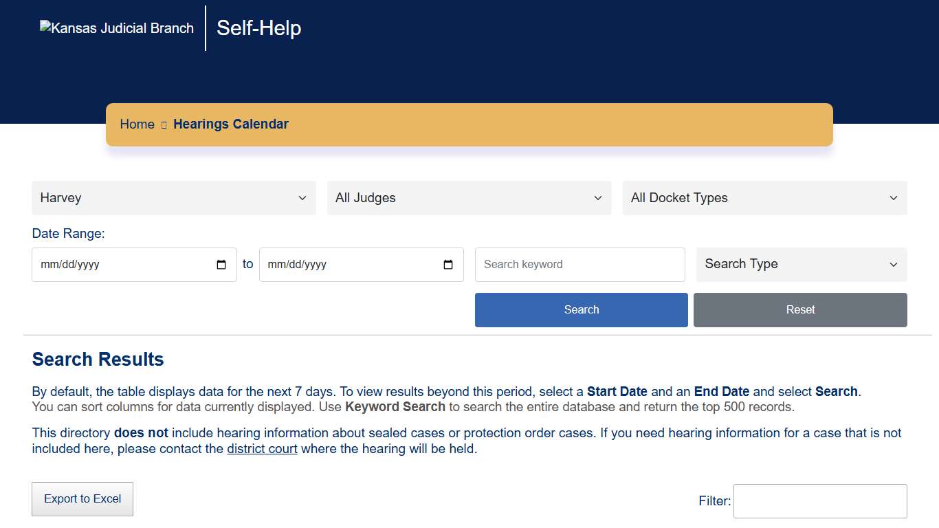 Hearings Calendar - Kansas Self-Help